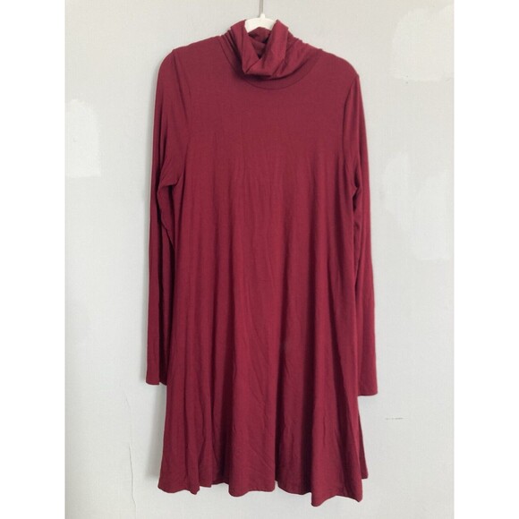 Lulu’s Turtleneck A-Line Mini Dress LARGE Red Rayon Holiday Party Cocktail - Picture 1 of 7